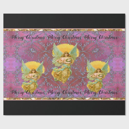 Je bericht drijvende Angels Kerstmis+ Cadeaupapier (Vlak)