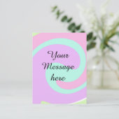 Je bericht hier tekst naam monogram roze past briefkaart (Staand voorkant)