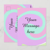 Je bericht hier tekst naam monogram roze past briefkaart (Voorkant / Achterkant)