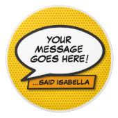 Je berichtenbeluistje voor retrospectief stripboek keramische knop (Voorkant)