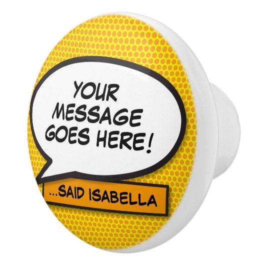 Je berichtenbeluistje voor retrospectief stripboek keramische knop (Rechts)