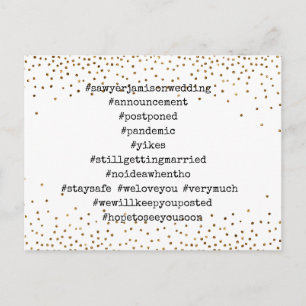 Je beste hashtags Gold Confetti, uitgesteld huweli Briefkaart