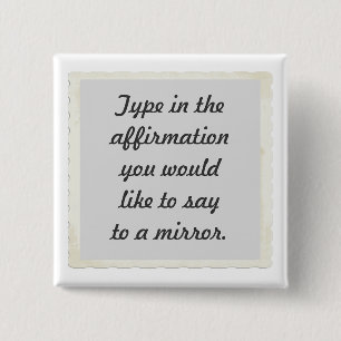 Je bevestiging op een spiegelontwerp, speld vierkante button 5,1 cm