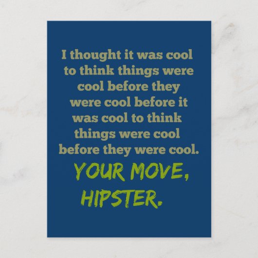 Je beweging, Hipster. Briefkaart (Voorkant)