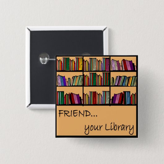 Je bibliotheek vriend vierkante button 5,1 cm (Voorkant /achterkant)