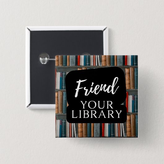 Je bibliotheek vriend vierkante button 5,1 cm (Voorkant /achterkant)