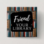 Je bibliotheek vriend vierkante button 5,1 cm (Voorkant)
