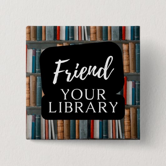 Je bibliotheek vriend vierkante button 5,1 cm (Voorkant)