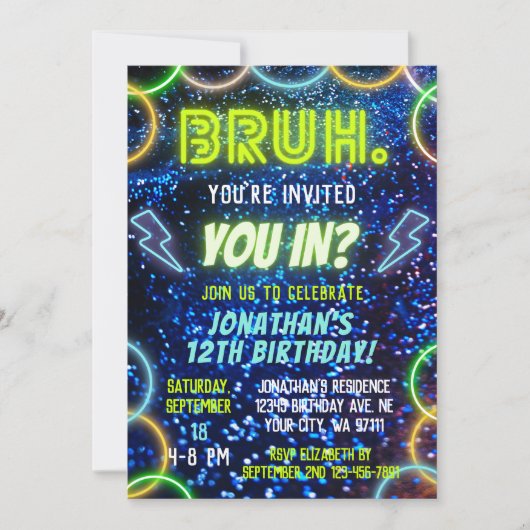 Je binnenbrengen? Neon Glow Blauw Groen Jongen Ver Kaart (Voorkant)