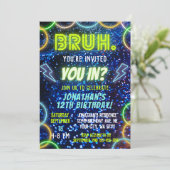 Je binnenbrengen? Neon Glow Blauw Groen Jongen Ver Kaart (Staand voorkant)