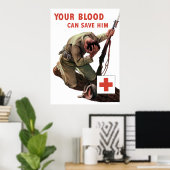 Je bloed kan hem redden — het Rode Kruis Poster (Thuiskantoor)