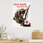 Je bloed kan hem redden — het Rode Kruis Poster (Keuken)