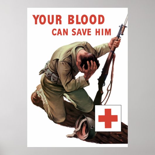 Je bloed kan hem redden — het Rode Kruis Poster (Voorkant)