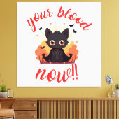 JE BLOED NU!! - Vampier kitten Canvas Afdruk (Insitu (Woonkamer))