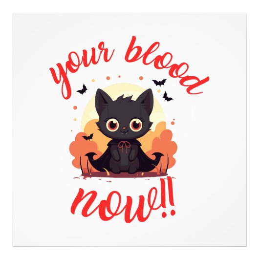 JE BLOED NU!! - Vampier kitten Foto Afdruk (Voorkant)