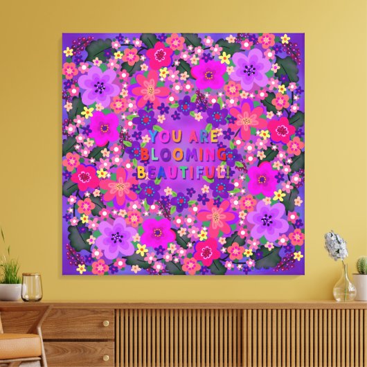 Je bloeit mooie Boho-bloemen. Canvas Afdruk (Insitu (Woonkamer))