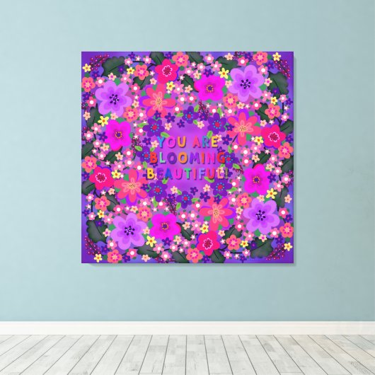 Je bloeit mooie Boho-bloemen. Canvas Afdruk (Insitu (Houten vloer))
