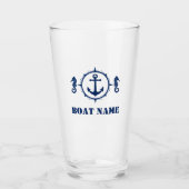 Je Boat naam Navy Blue Seahorse Anchor sh0a Glas (Voorkant)