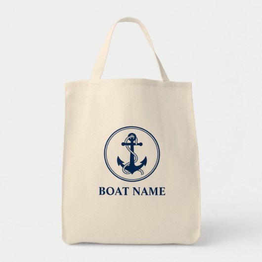 Je Boat naam Rope Anchor Eco-Friendly Grocery Tote Bag (Voorkant)