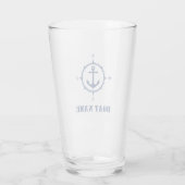 Je boot Name Navy Blue Compass Anchor Glas (Achterkant)