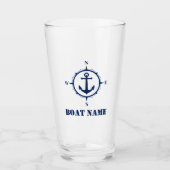 Je boot Name Navy Blue Compass Anchor Glas (Voorkant)