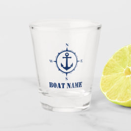 Je boot Name Navy Blue Compass Anchor Shot Glas