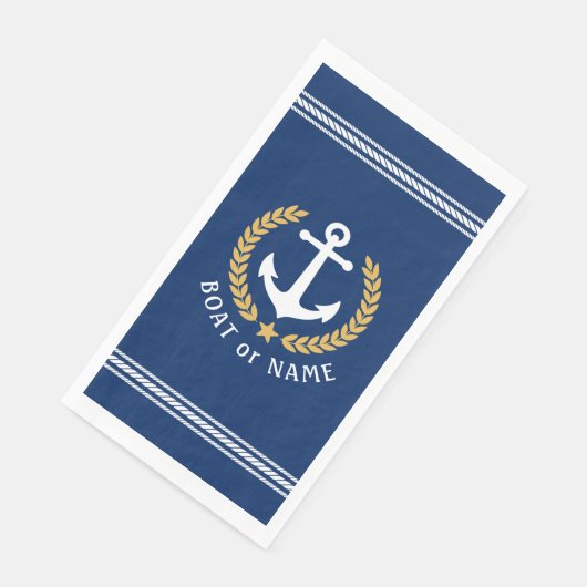 Je boot of familienaam Anchor Laurel Rope Blue Servet (Hoek)