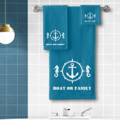 Je boot of familienaam Seahorse Anchor Aqua Blue Bad Handdoek