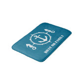 Je boot of familienaam Seahorse Anchor Aqua Blue Badmat (Gekanteld)