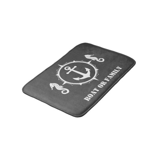 Je boot of familienaam Seahorse Anchor Grey Badmat (Gekanteld)