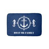 Je boot of familienaam Seahorse Anchor Navy Blue Badmat (Voorkant)