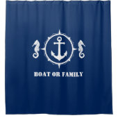 Je boot of familienaam Seahorse Anchor Navy Blue Douchegordijn (Voorkant)