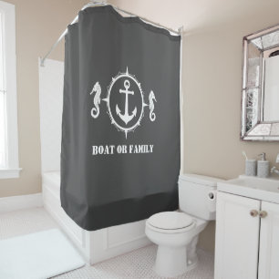 Je boot of familienaam Seahorse Anchor Zee Grey Douchegordijn