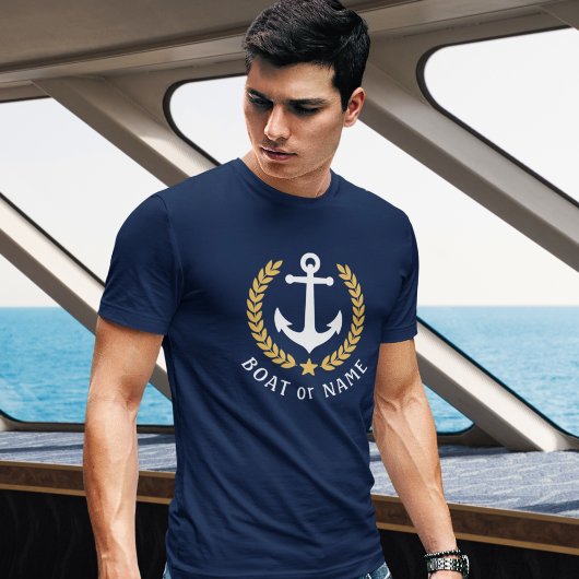 Je boot of naam Anchor Gold Style Laurel Navy T-shirt