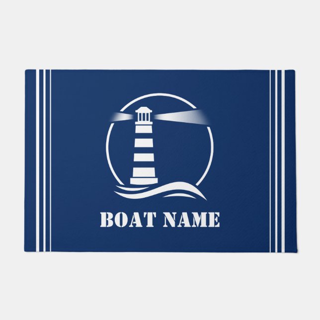 Je boot of naam Classic Nautical Lighthouse Deurmat (Voorkant)