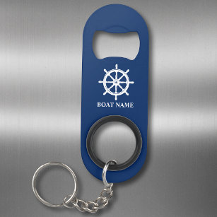 Je boot of naam verzendt wiel Helm Navy Blue Mini Flessenopener