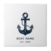 Je bootnaam Anker Blauw Tegeltje (Voorkant)
