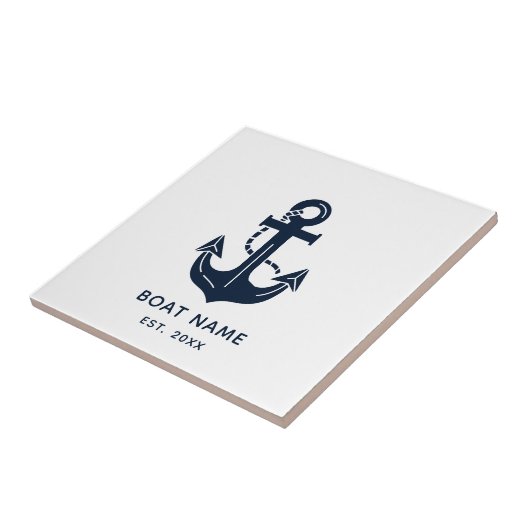 Je bootnaam Anker Blauw Tegeltje (Zijkant)