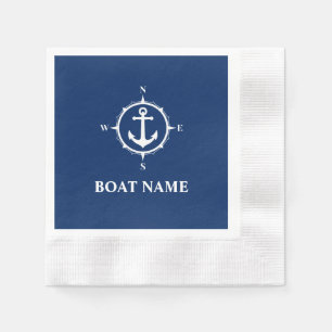 Je botnaam compass Anchor Blue Cocktail Servet