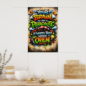 Je brein is als een parachute Retro Graffiti Poster (Keuken)
