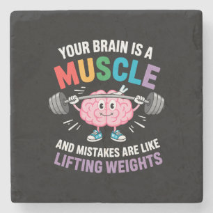 Je brein is een spier - Groei Mindset Quote Stenen Onderzetter