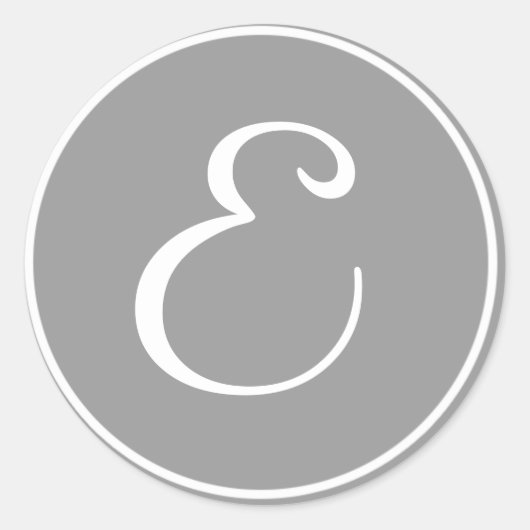 Je brief, aangepast monogram E Initiaal grijs Ronde Sticker (Voorkant)