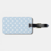 Je brief, Monogram. Bleek blauw Damaspatroon. Bagagelabel (Achterkant horizontaal)