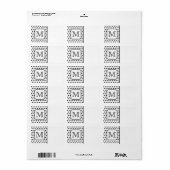 Je brief monogram. Zwart-wit Polka Dots. Etiket (Full Sheet)
