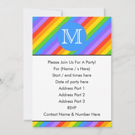 Je brief, regenboogstripes Monogram. Kaart (Voorkant)