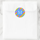 Je brief, regenboogstripes Monogram. Ronde Sticker (Tas)