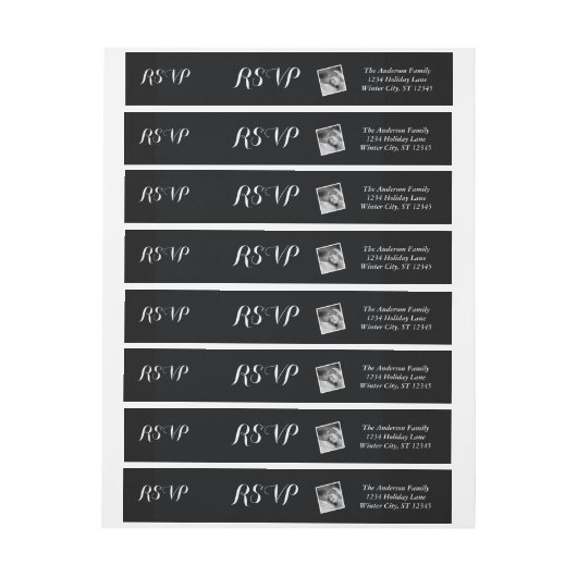 Je bruiloft foto RSVP Black Adreslabel Wikkel (Vel)