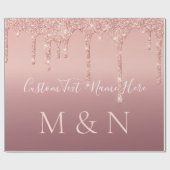 Je bruiloft tekst Roos Gold Blush Sparkle Glitter Cadeaupapier (Vlak)