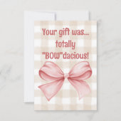 Je cadeau was helemaal een "Bow"dacious geruite st Bedankkaart (Voorkant)