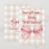Je cadeau was helemaal een "Bow"dacious geruite st Bedankkaart (Voorkant / Achterkant)